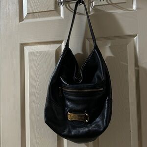 Michael Kors Black Large Hobo Bag with Gold Accents